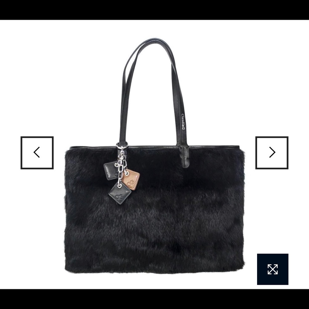 ClaudiaG Olivia Fur+Leather Handbag- BLACK